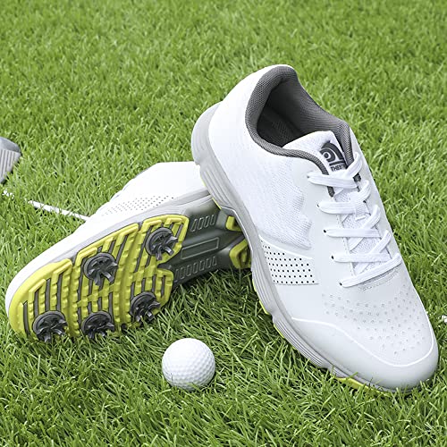 Image of THESTRON Men Golf Shoes Mesh Breathable Breathable Golf Walking Sport Sneakers 7 Spikes Golf Trainers