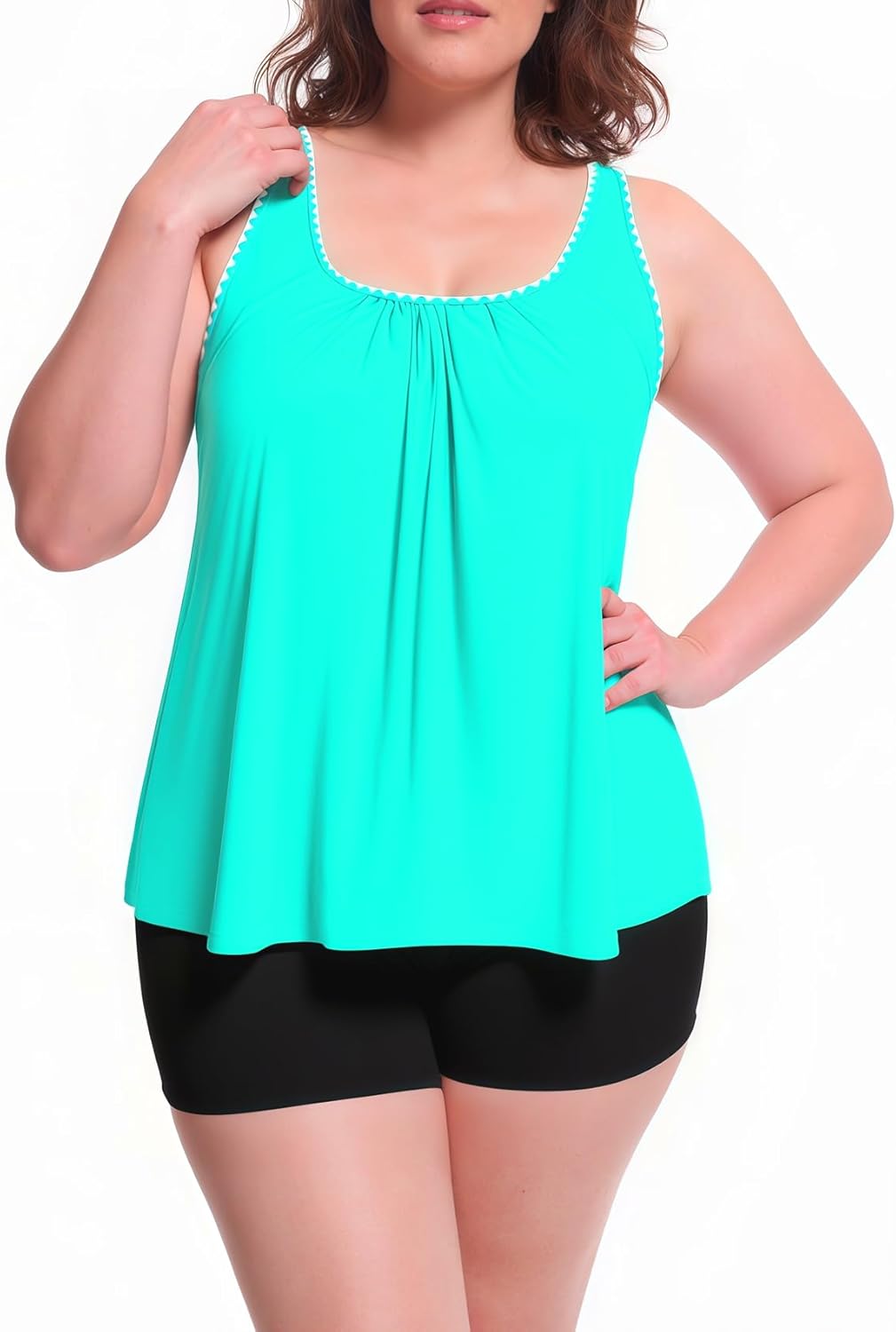 Plus Size Tankini Tummy Control Swimsuits for Women 2025 with Shorts Two Piece Bathing Suits