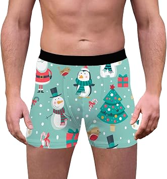 Novelty Boxer Shorts Men, Mens Novelty Boxer Shorts, 3d Novelty Xmas Underpants Breathable Comfortable Boxers Reindeer Santa Claus Printed Underwear Adult Underwear for Christmas Day