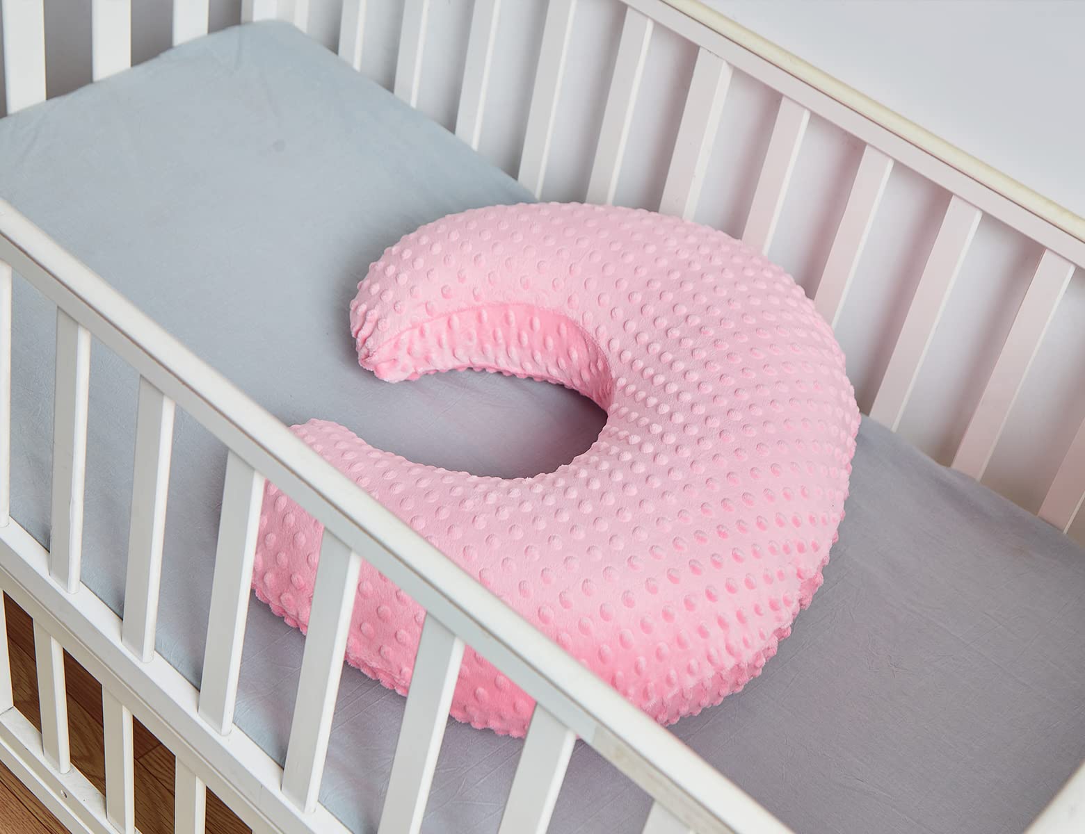 Juego de funda de almohada de lactancia con funda de almohada de lactancia para madres lactantes, almohadas de lactancia ultra suaves para bebés recién nacidos, niños y niñas (rosa caramelo)
