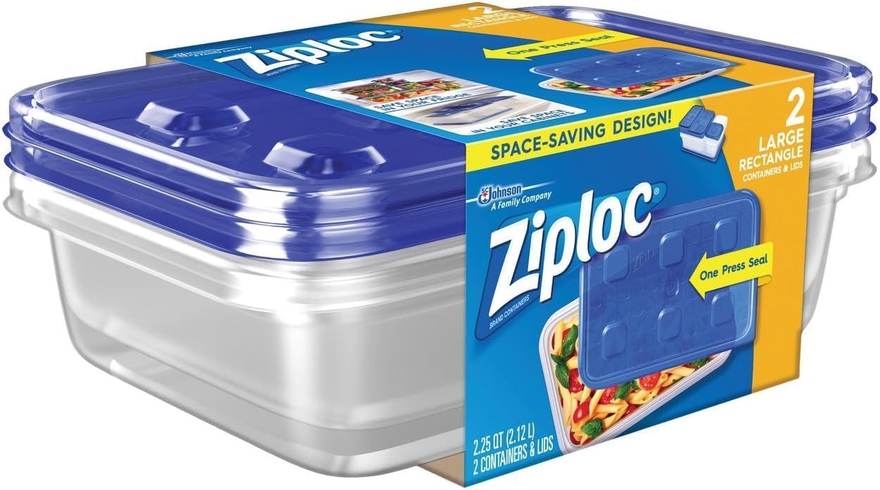 Ziploc Storage Containers Large Rectangle 2 Pack One Press