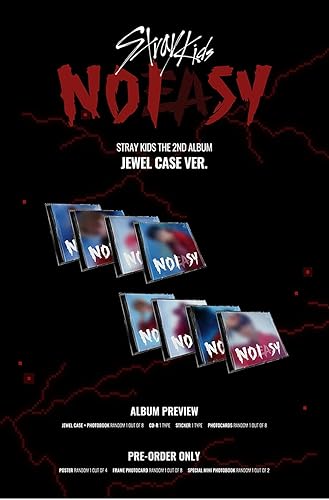 Stray Kids Noeasy 2º álbum joyero caso aleatorio ver.1ea CD+1ea póster plegado+20p libro de fotos + 1ea tarjeta de fotos+1ea pegatina+1ea artículo