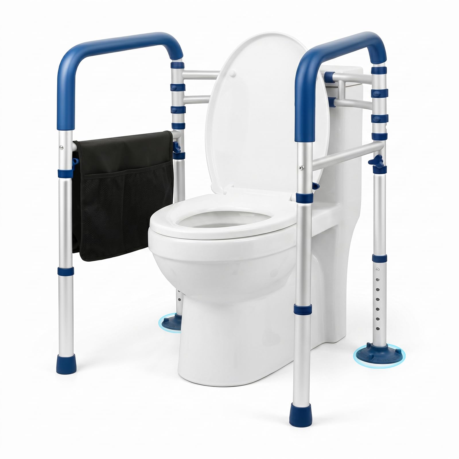 Toiletten-Sicherheitsgriffe, Verstellbarer, klappbarer WC-Stützrahmen aus Aluminium, rutschfeste Griffe, mit verstärktem Aluminiumlegierungsrohr, für Schwangere Verletztebis 150 kg
