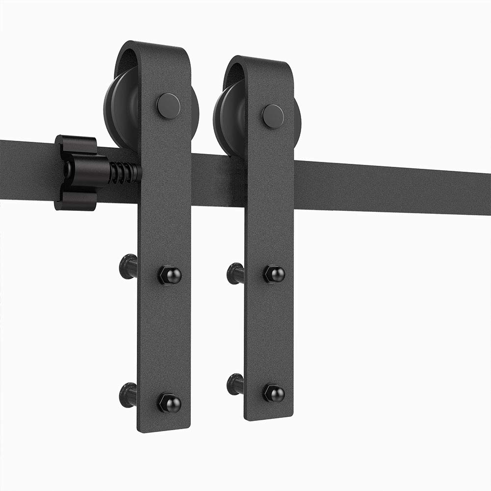CCJH Sliding Barn Door Hardware Roller, Hangers Only Barn Door Wheel Black-2 Pack, No Track(J Shape)