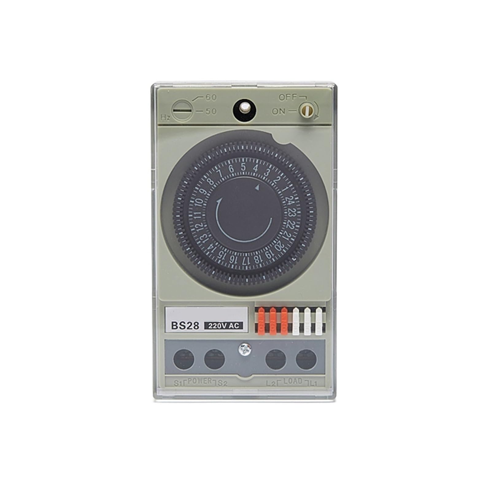 DIN Mechaniczne zegary mechaniczne BS28 220 V-240 V mechaniczny przełącznik czasowy z 48 czasami włączania i wyłączania dziennie, 24 godziny cyklu, zakres regulacji 30 min.