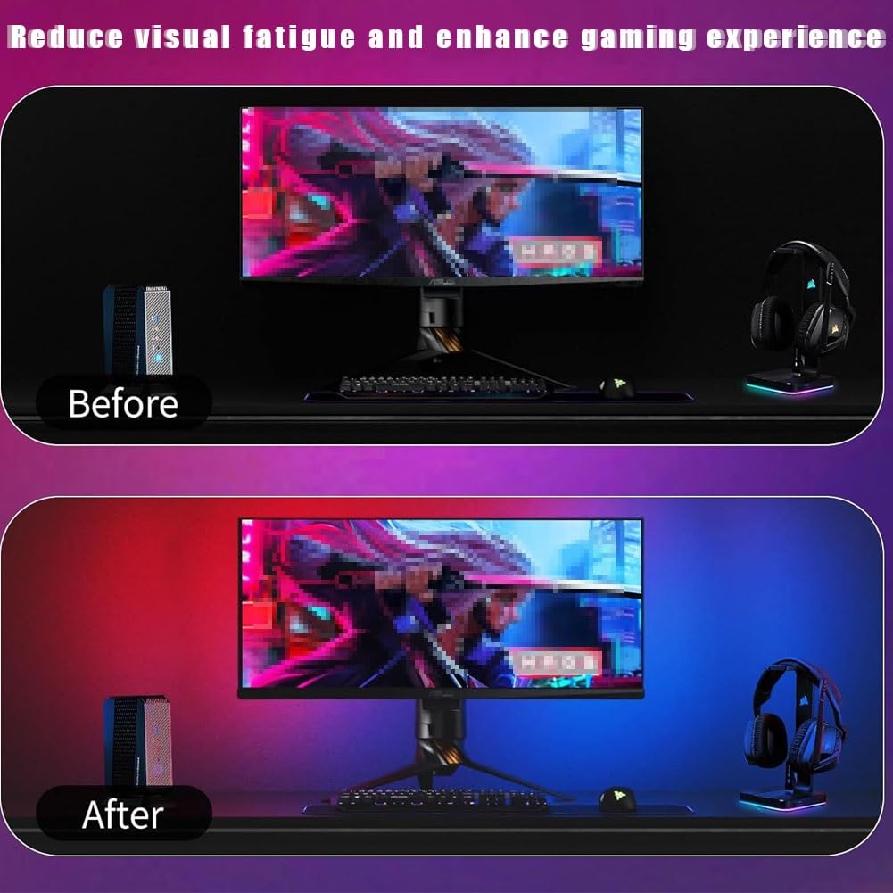 Barra luz LED USB for TV,tira LED varios tamaños for pantalla 17 a 32 pulgadas con control aplicación,movimiento con la pantalla,barra luz sincronización música for trabajo,películas TV,juegos(Size:1m