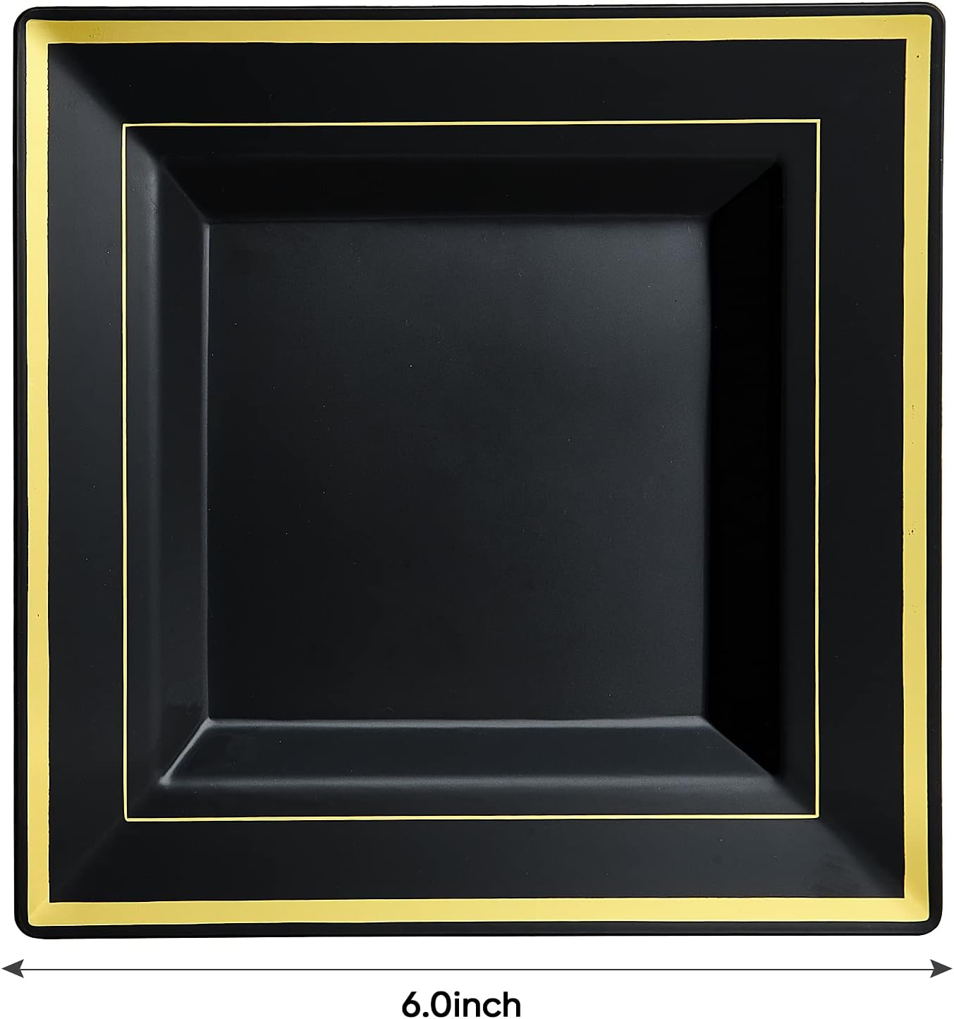 JOLLY CHEF 60 Pack Halloween Birthday Plastic Plates- Square Gold Plastic with Elegant Gold Rim 9.5 Inch Black Disposable Plates for Wedding, Birthday, Halloween and Party - Image 7