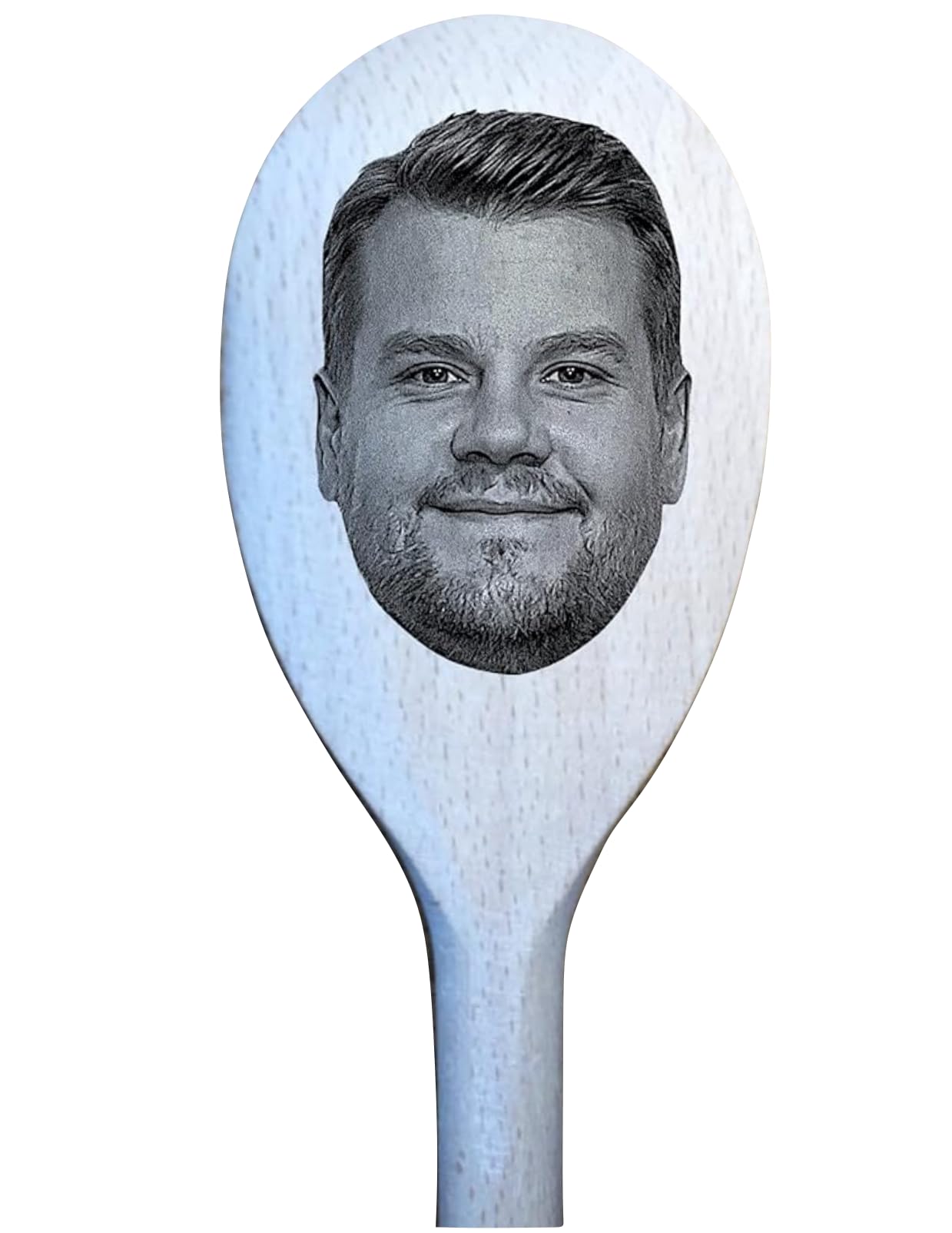 Personalised James Corden Wooden Spoon – Engraved 30cm Beech Spoon with Custom Text Handle