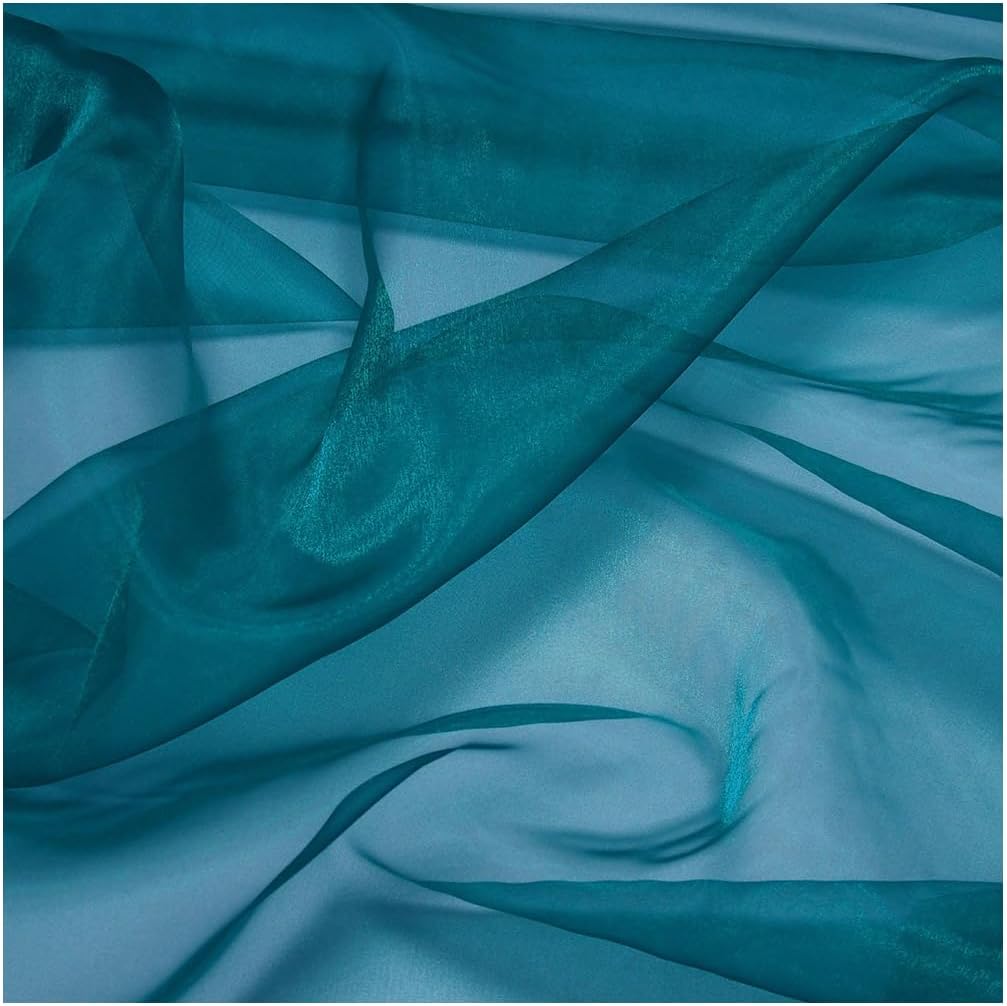 mds Pack of 45 Yards Long Bridal Solid Sheer Organza Fabric Bolt for Wedding Dress, Fashion, Crafts, Decorations, backdrop, Christmas Craft Supplies, Silky Shiny Organza Fabrics 44” Wide- Dark Teal