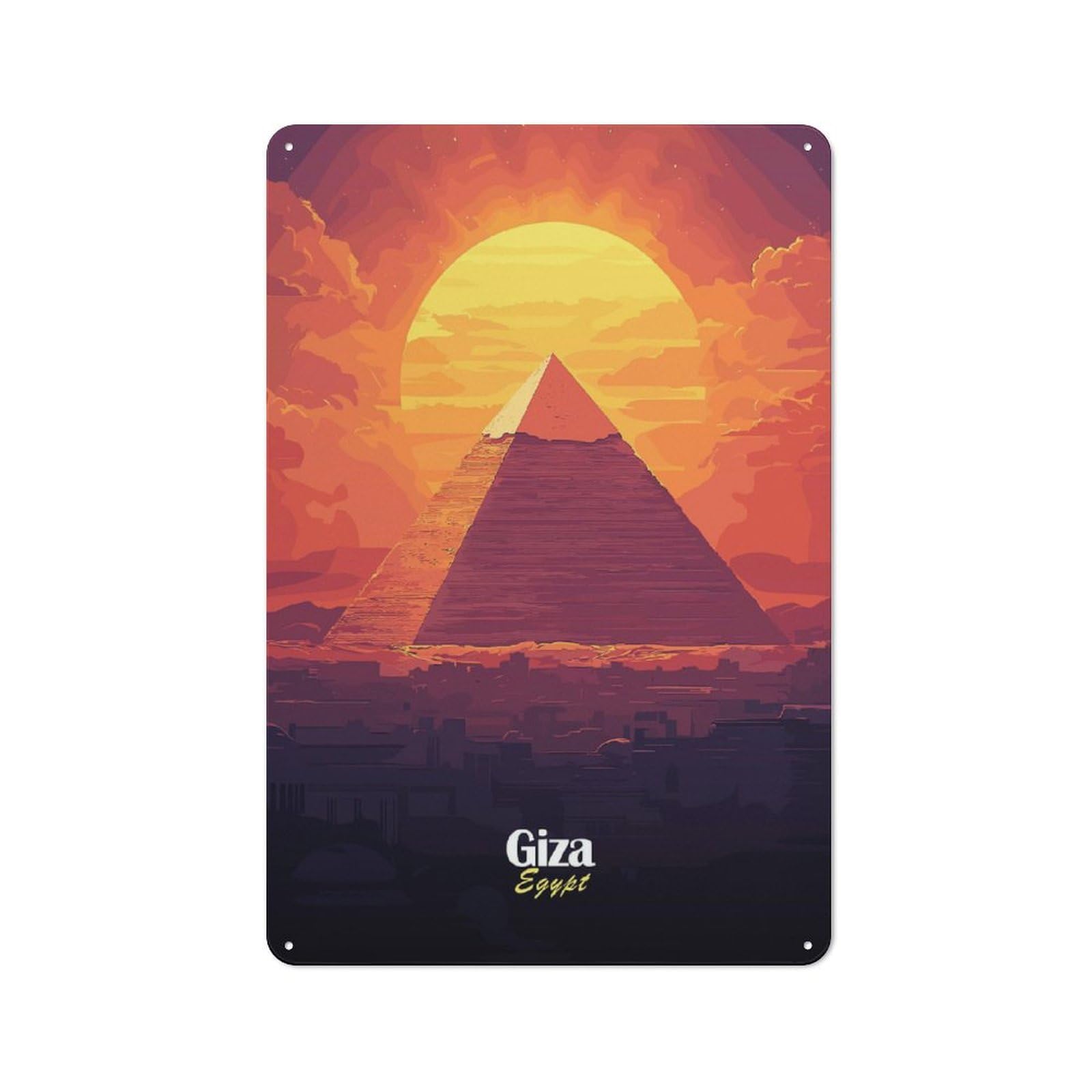 Junmoney Style-23 For Living Room Or Hallway, Giza Pyramid Sunset Vintage Metal Sign 30X20cm, For Metal Sign Collectors, For Garage And Workshop Walls