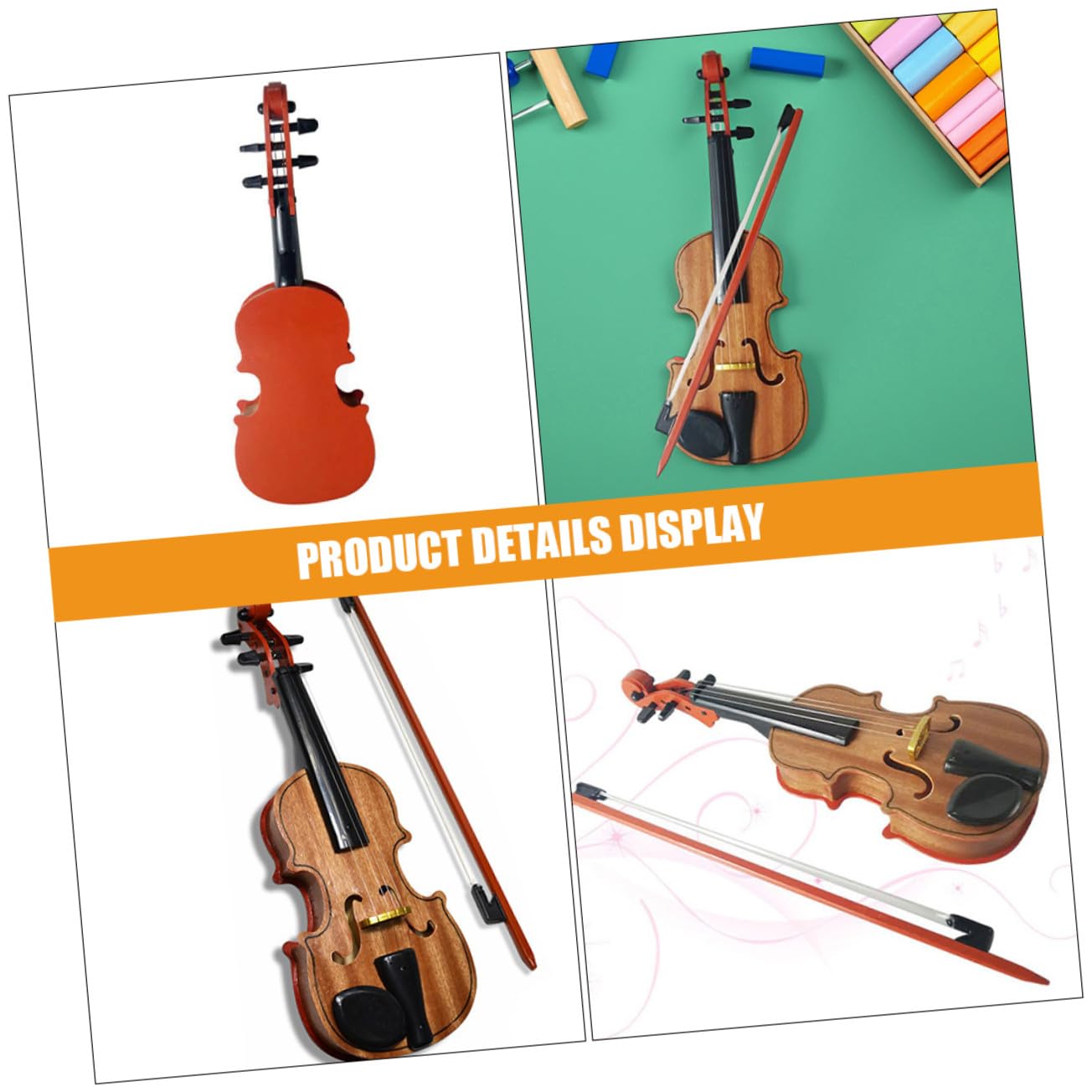 Piccolo Violino in Legno Realistico, Set 1 Pezzo per Bambini | Riproduzione Simulata, Design Delicato e Finitura Curata, per Attività in Scuola e Asilo
