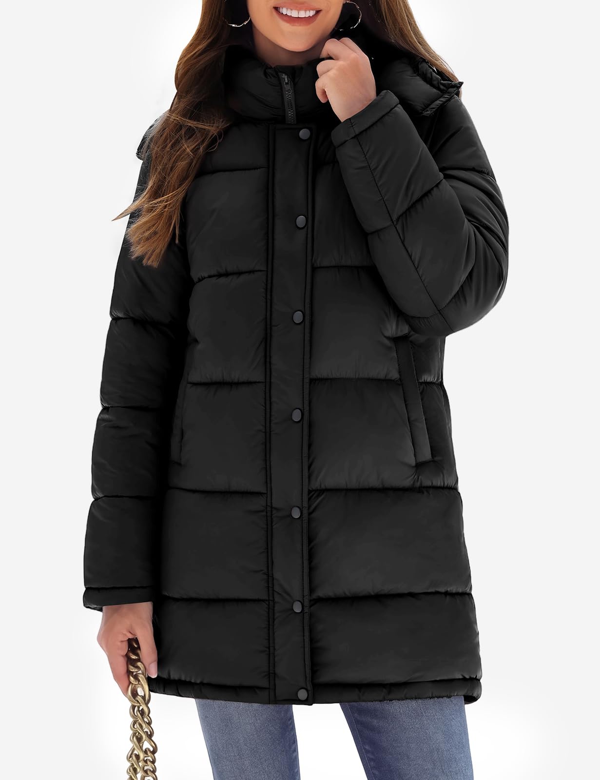 Tuopuda Cappotto Calda Donna Lungo Invernale Idrorepellente con Cappuccio