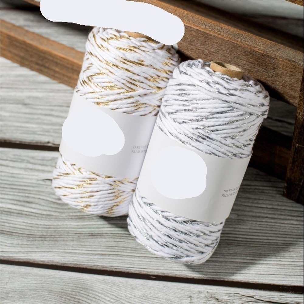 Fil de coton doré 300 g 3 mm – Corde épaisse en macramé for le tricot et l'artisanat à la main(None)