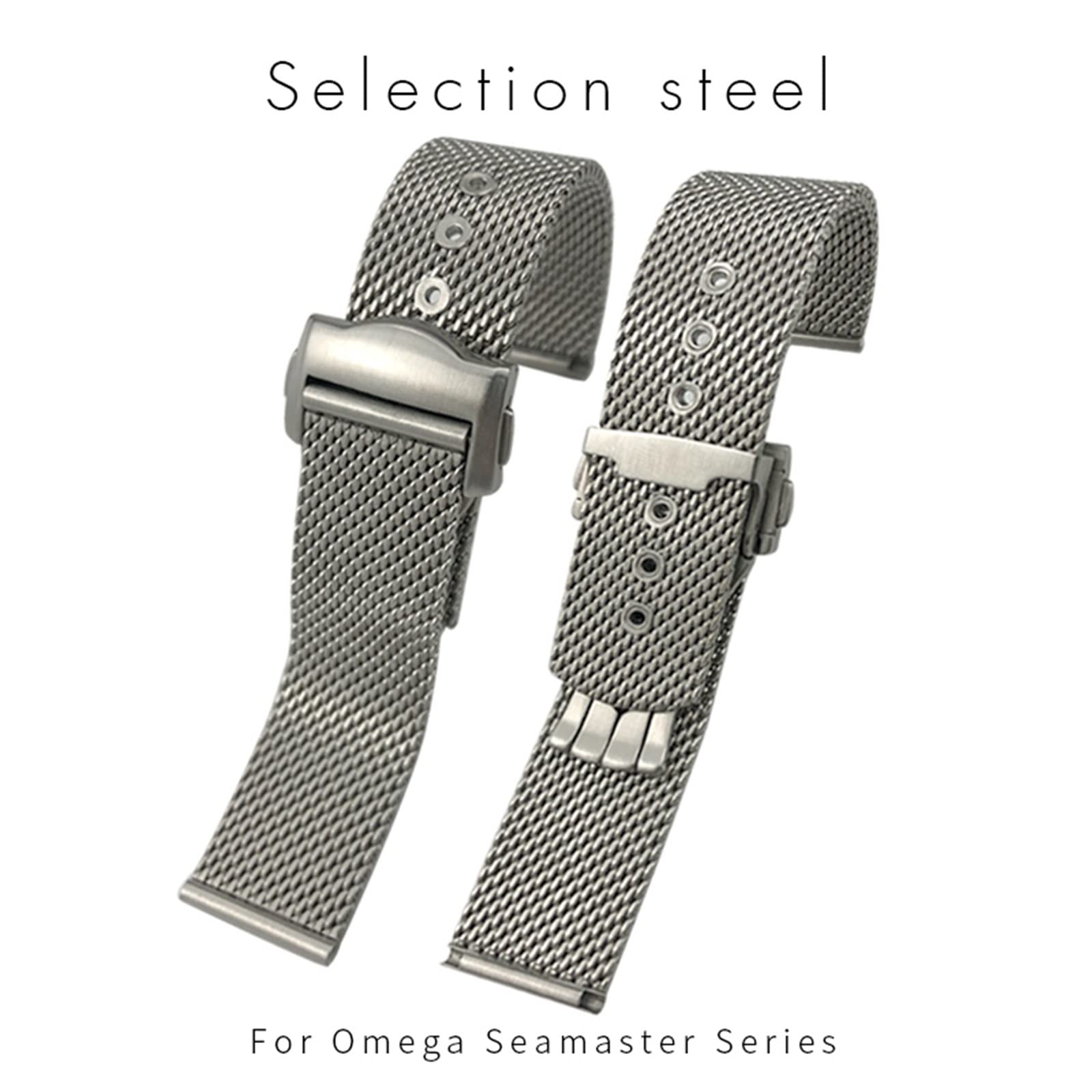 Paski do zegarków ze stali nierdzewnej 316L 20 mm pasek do zegarka Omega 007 Seamster 300 Siver metalowy tkany pasek do zegarka