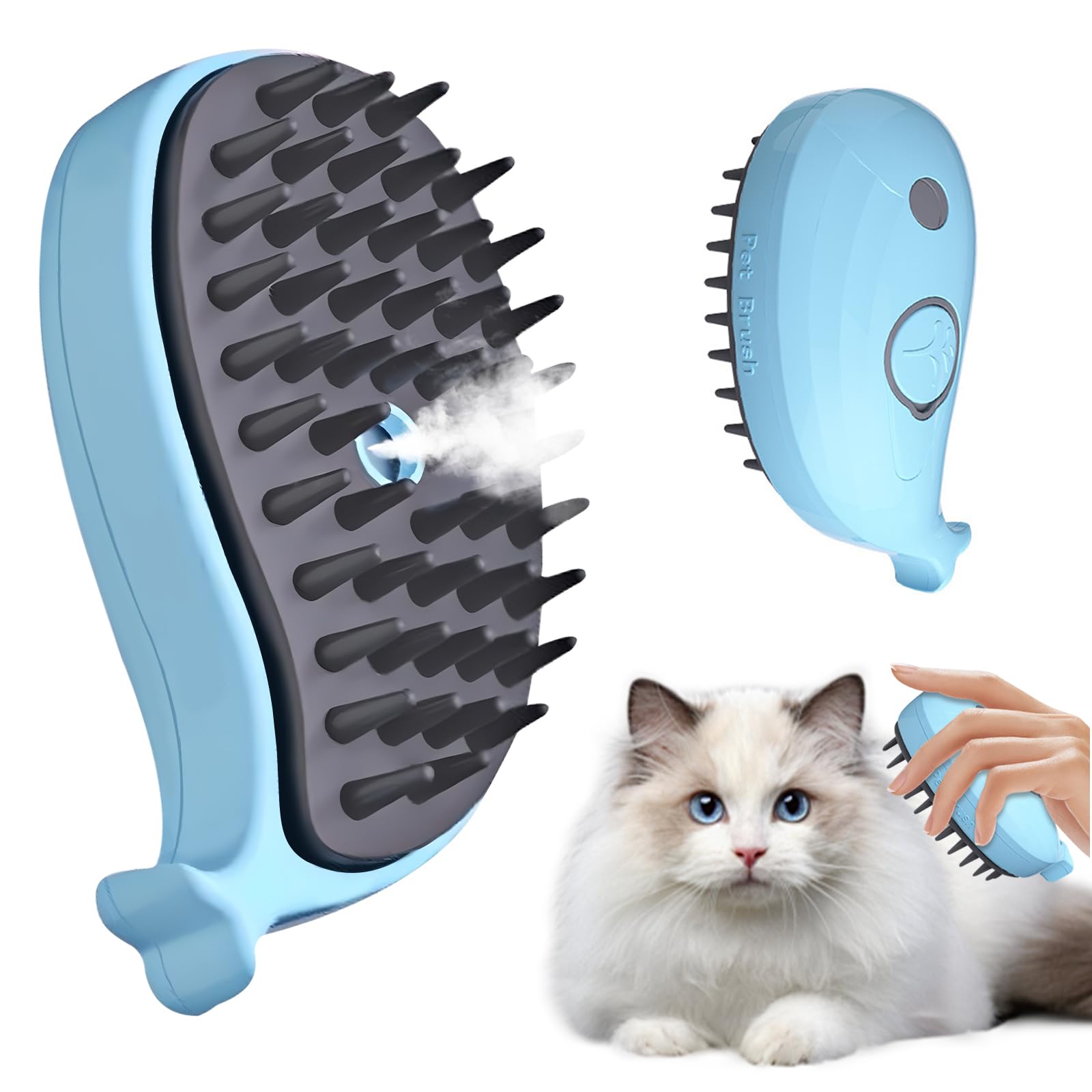 Leogony Cat Steam Brush, 3 In 1 Pet Steam Brush for Dogs & Csts Removing Tangled and Loosse Long Short Hair
