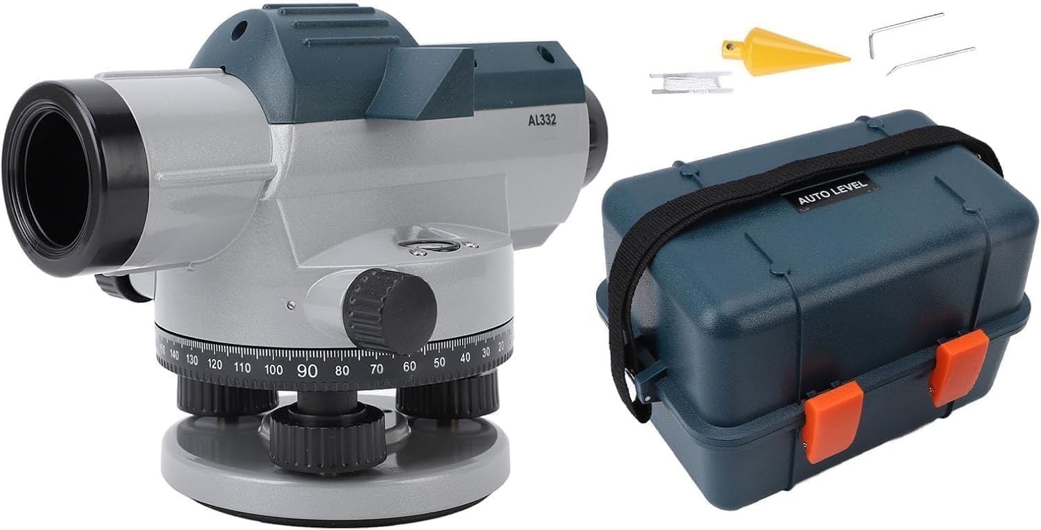 32X Automatic Optical Level Transit Set with Tripod and Protective Carry Case