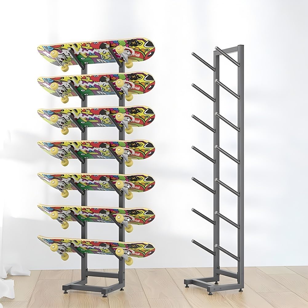 Ski Organizer Rack, 5/7-Tiers Metal Snowboard Storage Shelf, Floor Stand Holder for Garage and Home Gym, Efficient Snowboard Organizer