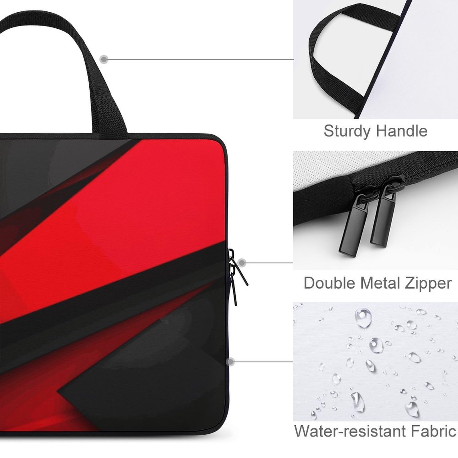 Custodia protettiva per computer portatile da 17", ultra sottile, leggera e impermeabile, in neoprene resistente, con cinghia da polso, colore rosso e nero