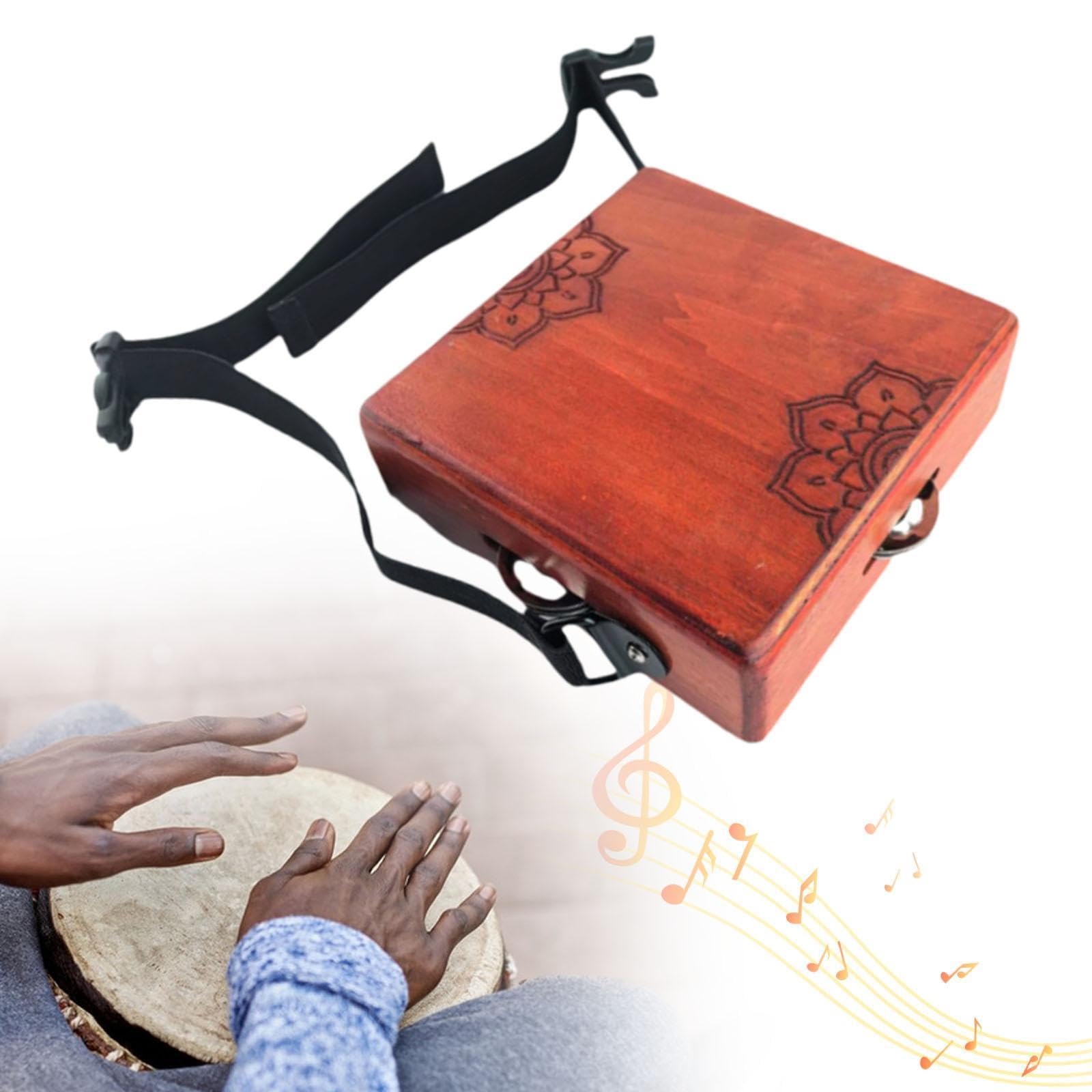 Amagogo Tambor de Mano de Madera de Dos Tonos, Instrumento de Percusión, Caja de Metal, Pandereta