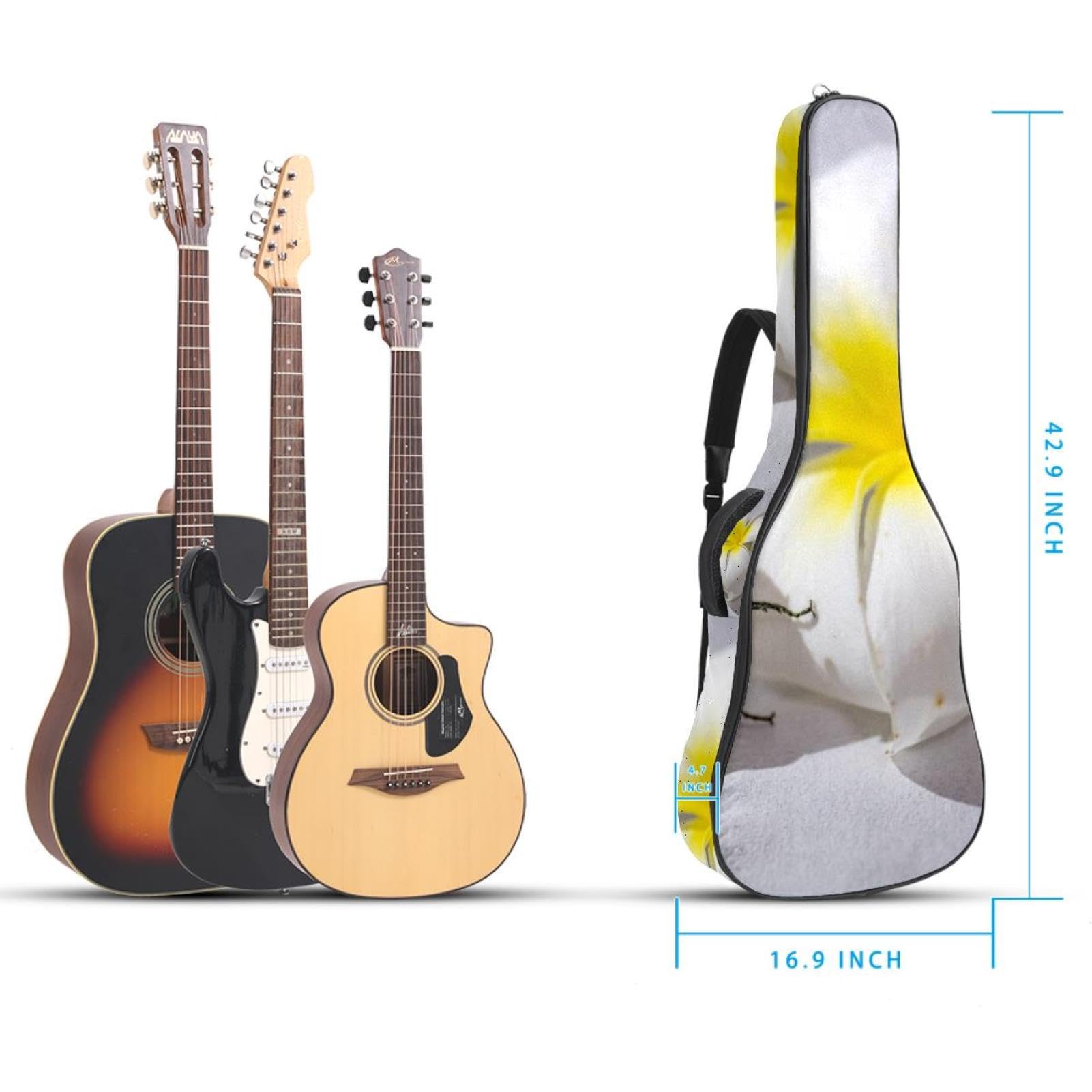 Funda para guitarra acústica, diseño de dinosaurio, flamenco, alpaca, azul, correa ajustable para el hombro, funda para guitarra de 40, 41, 42 pulgadas, Multicolor 7, 42.9x16.9x4.7 in,