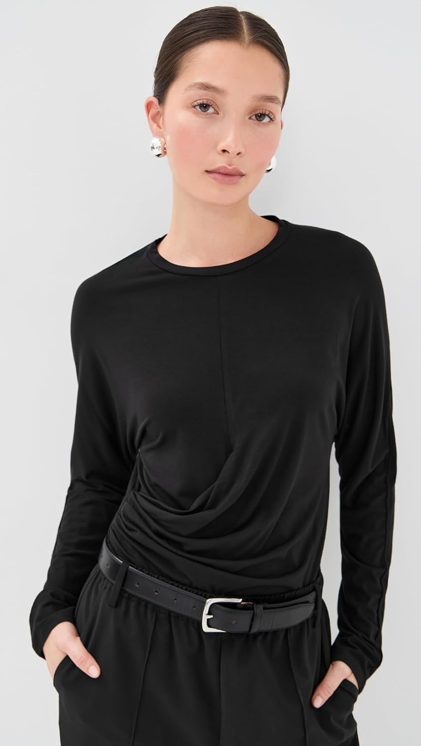 Vince Women's Fixed Drape Long Sleeve Crew Tee