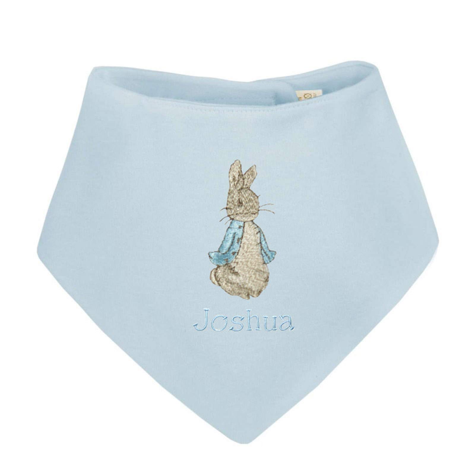 Sew Sew Special Boys Baby Blue ’S Personalised Peter The Rabbit Bandana Bib. (Baby Blue)