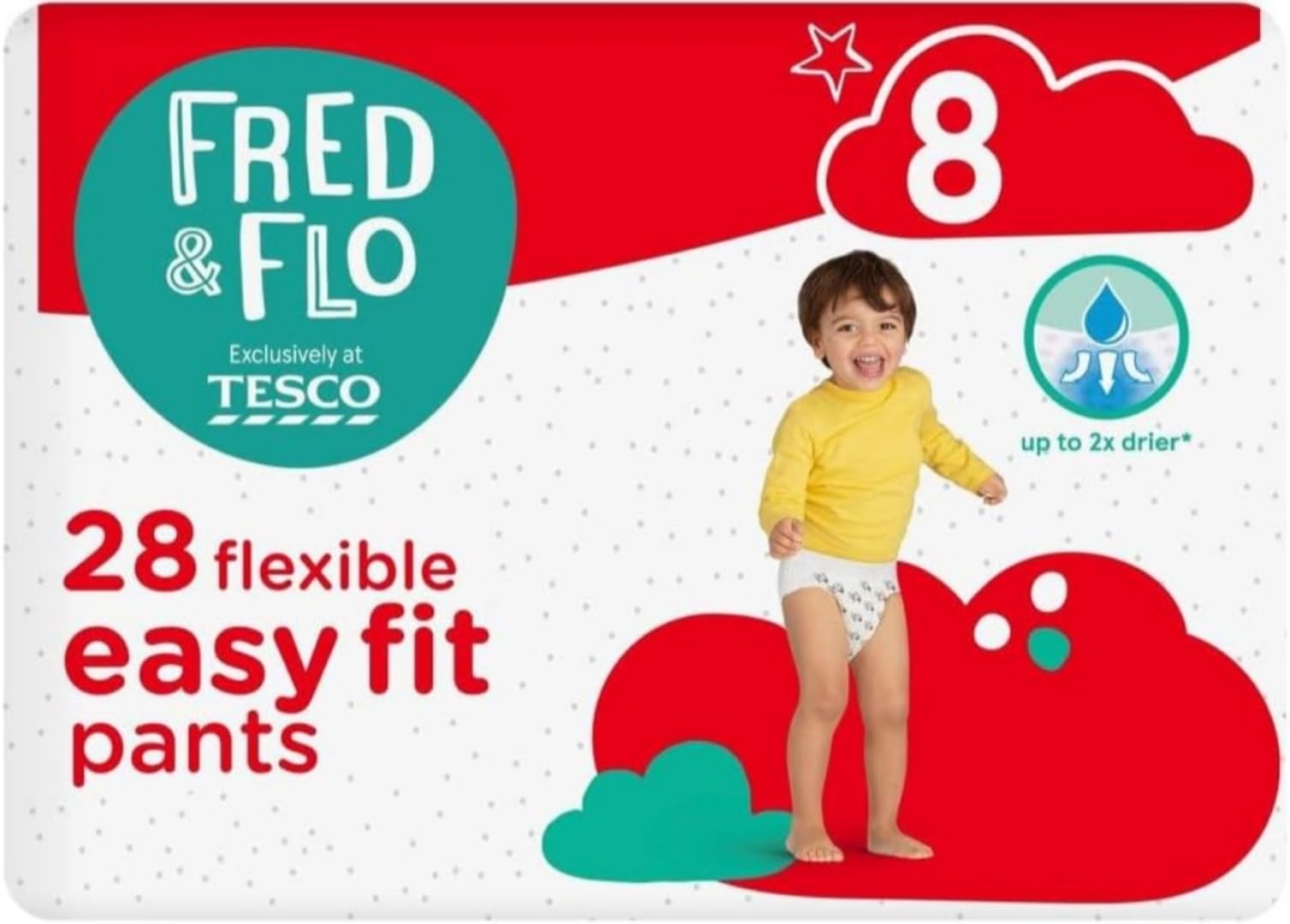 Bizzal Fred & Flo Easy Fit Pants, Size 8, Pack of 28, Extra Dry