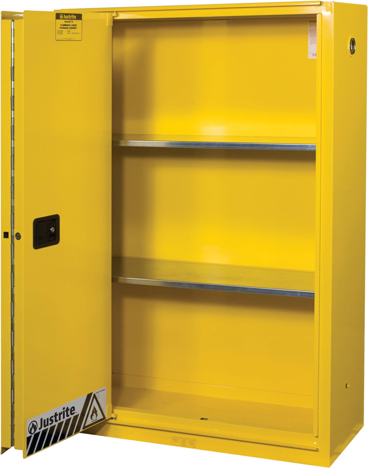 Justrite 45 Gallon / Yellow / Self-close sliding door Cabinets