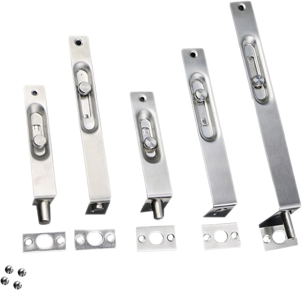 Stainless Steel Door Gate Flush Bolt Latch Lever Action Flush Slide Lock Bolt for Primary-Secondary Doors, Double-Open(4 Inch/Pack of 2)