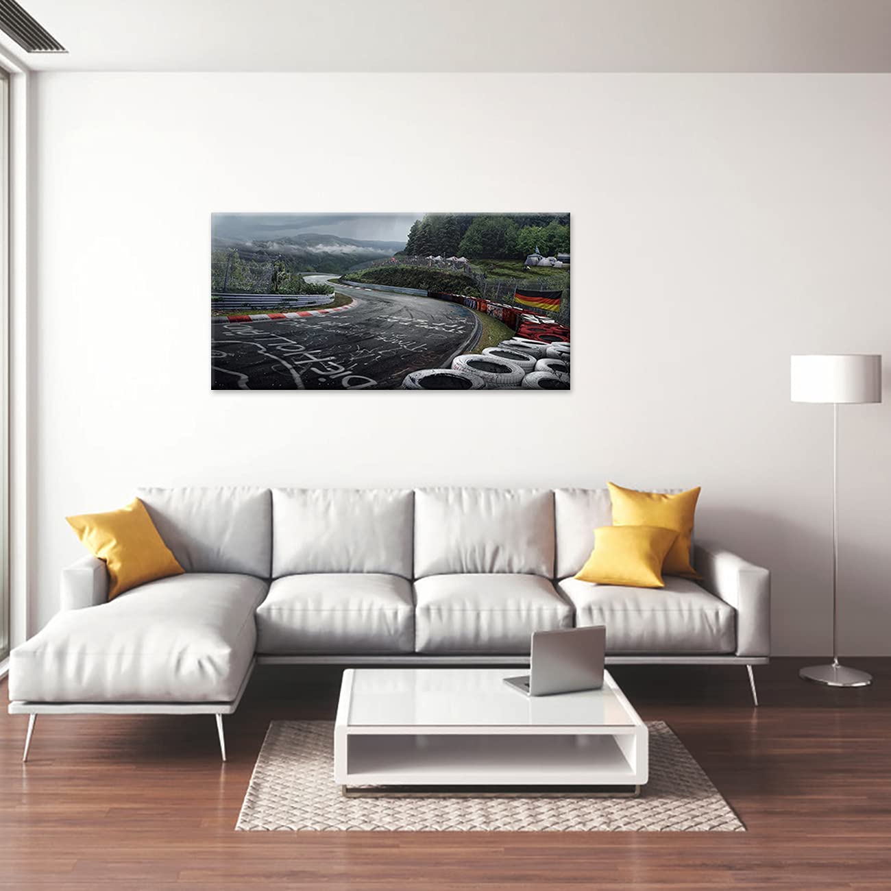 ZHONGYUTONG Nürburgring Rallye Straße Kunstdruck mit Rahmen Sportwagen Rennstrecke Poster Leinwand Malerei Landschaft Wandbild für Wohnzimmer Wohnkultur (40x80cm)