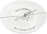 Vista 2 de Mud Pie Circa Juego de platos de bolas de queso, blanco, plato de 1 1/2 "x 9 1/2" de diámetro esparcidor 5 1/2