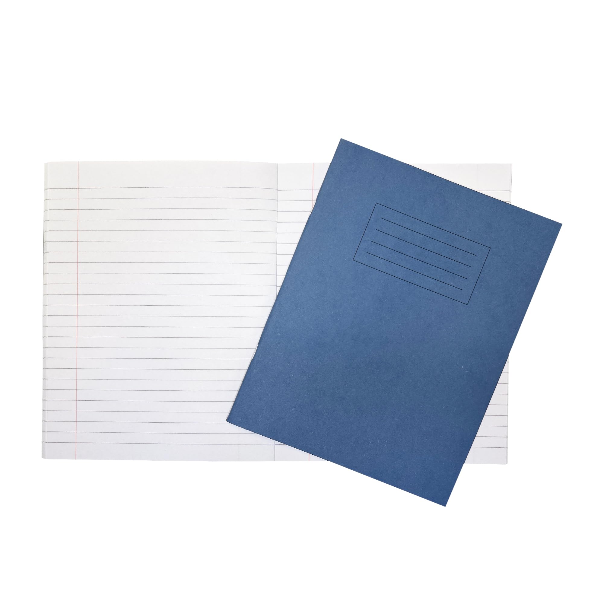 Janrax Pack of 10 9x7 Dark Blue 80 Page Feint Ruled with Margin Exercise Books WF Paper with 225gsm Manilla Cover