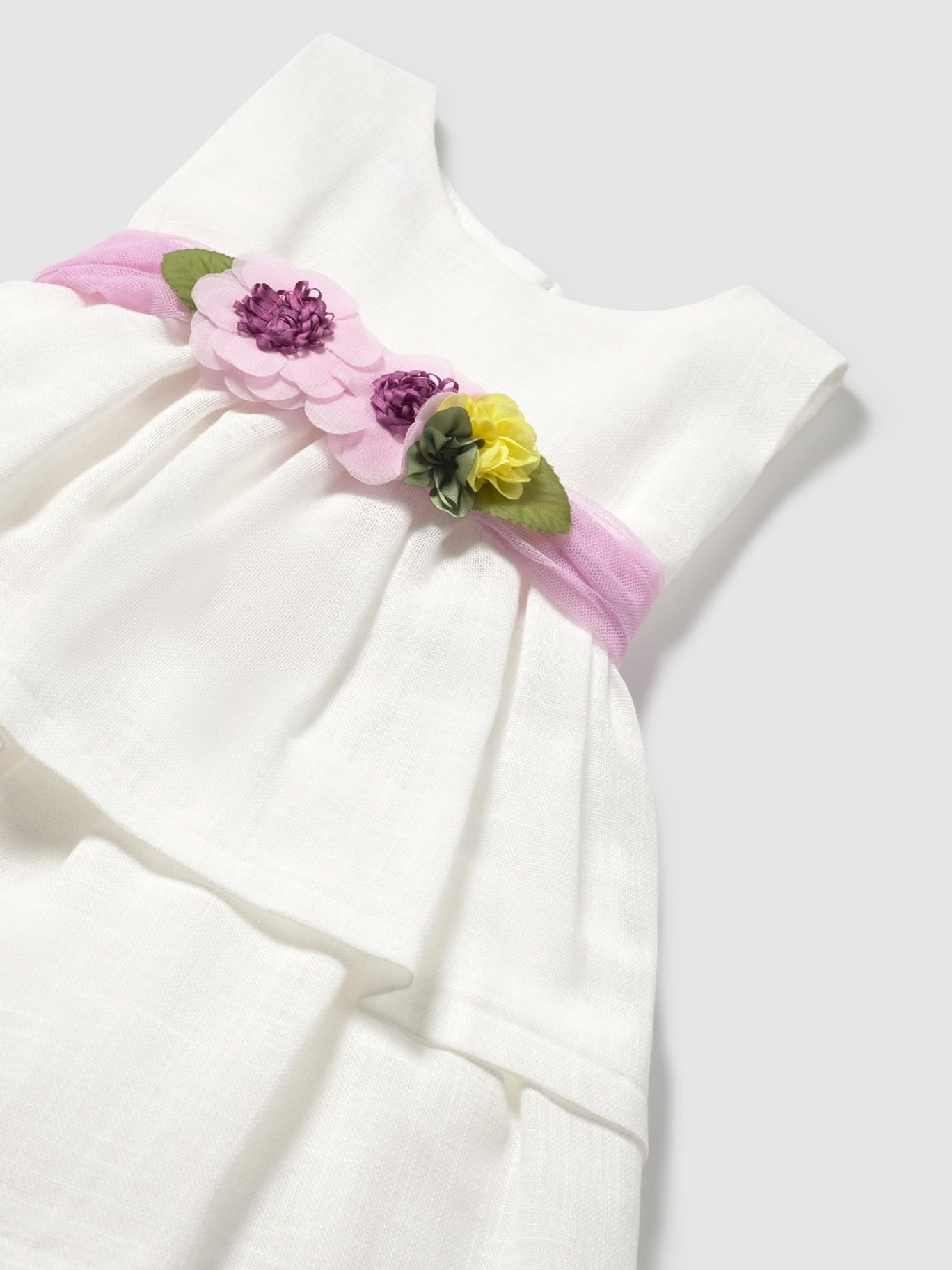 Mayoral Vestido fajin Flores para bebé niña Blanco