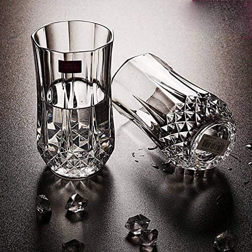 Image of Diamond Cut Crystal Juice Glasses Water Glasses Drinking Glasses 280ML Mojito Glass Cups Tom Collins Bar Glassware and Mixed Drink Cocktail Glass Set of 3