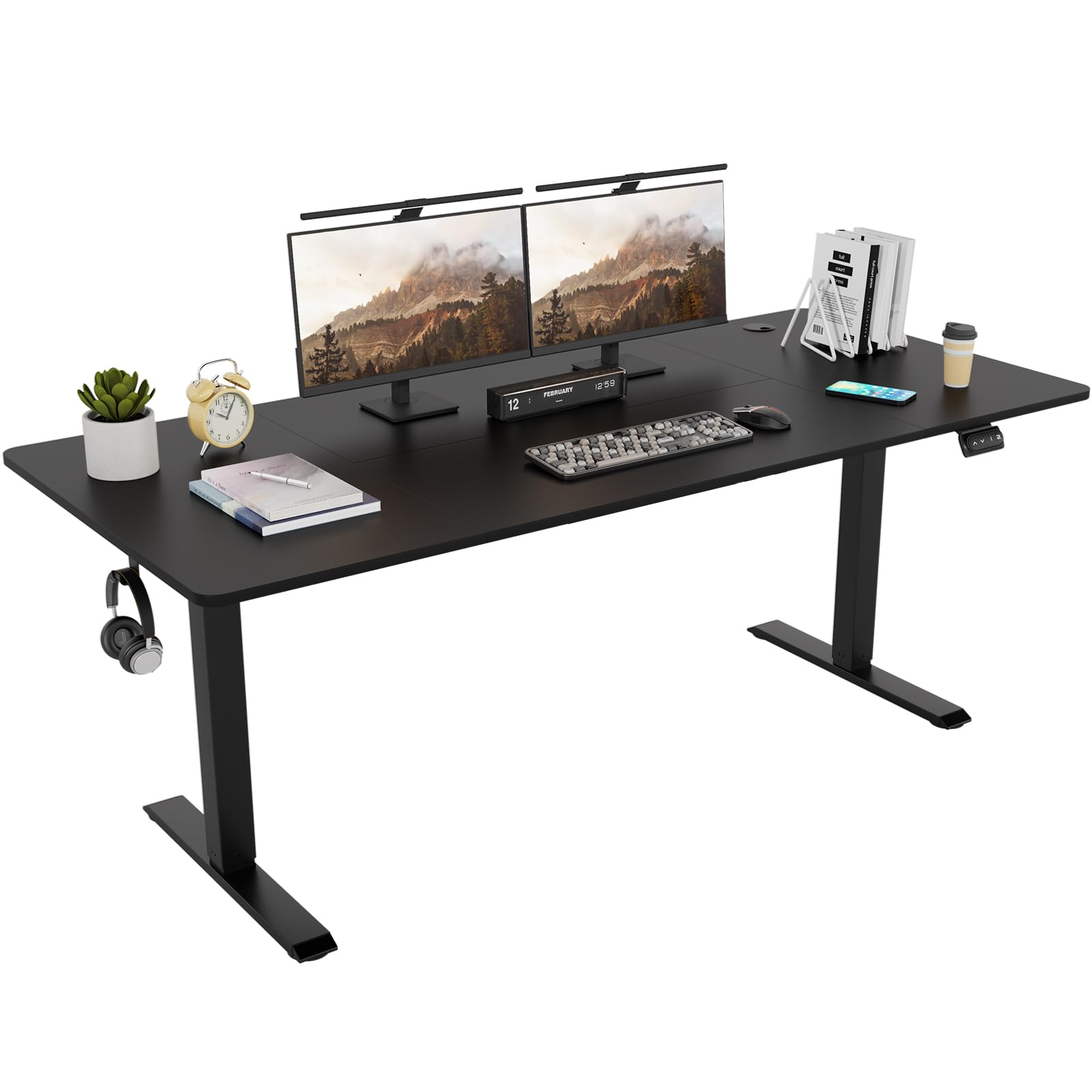 TRIUMPHKEY Escritorio Elevable Eléctrico 180x80cm, Standing Desk, Mesa elevable con 2 Alturas de Memoria, Agujero Pasante, Escritorio de Altura Ajustable 71-119cm Negro