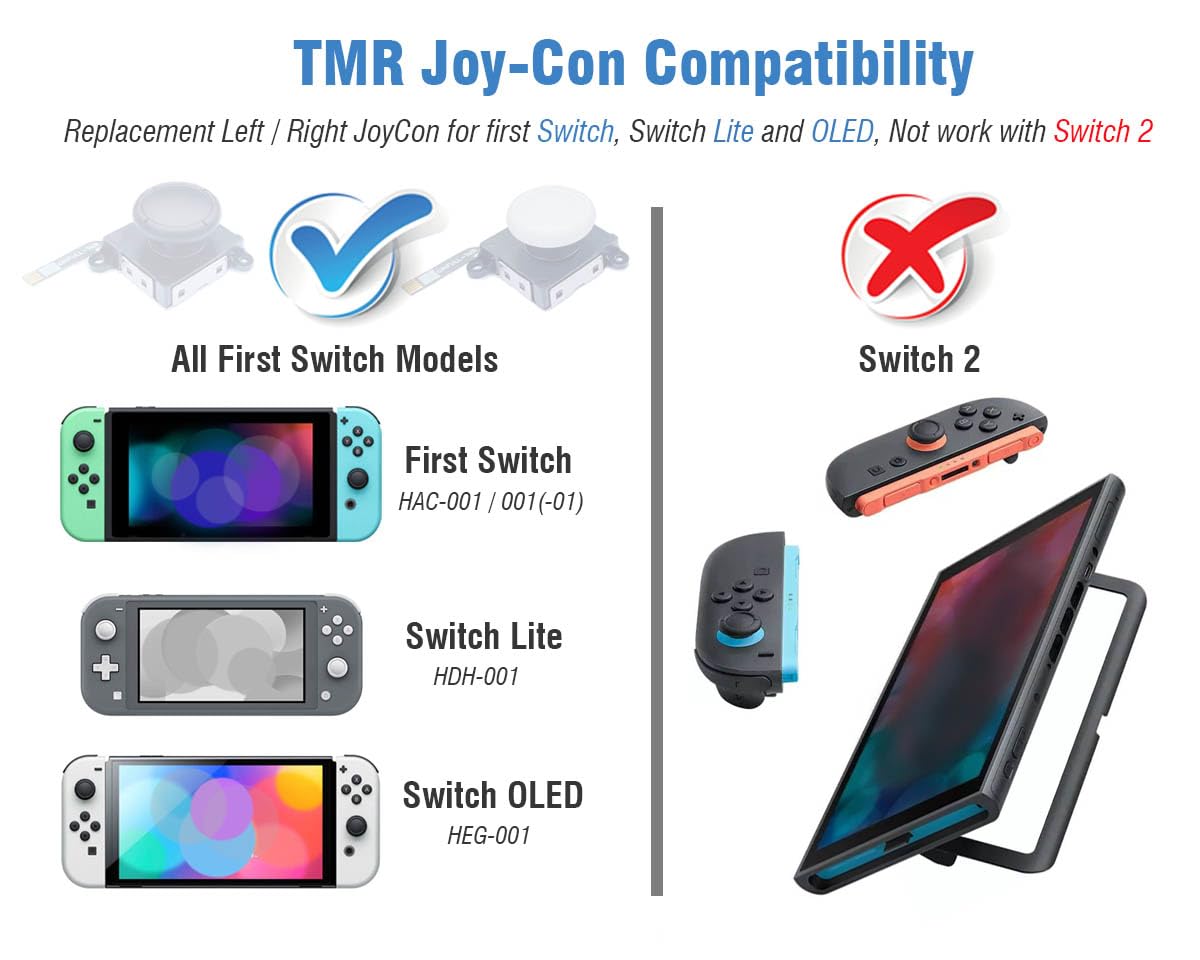 Lot De 2 Joysticks TMR Pour Switch Joy-Con | Remplacement Sans Soudure | Compatible Switch LCD, OLED, Lite - 9