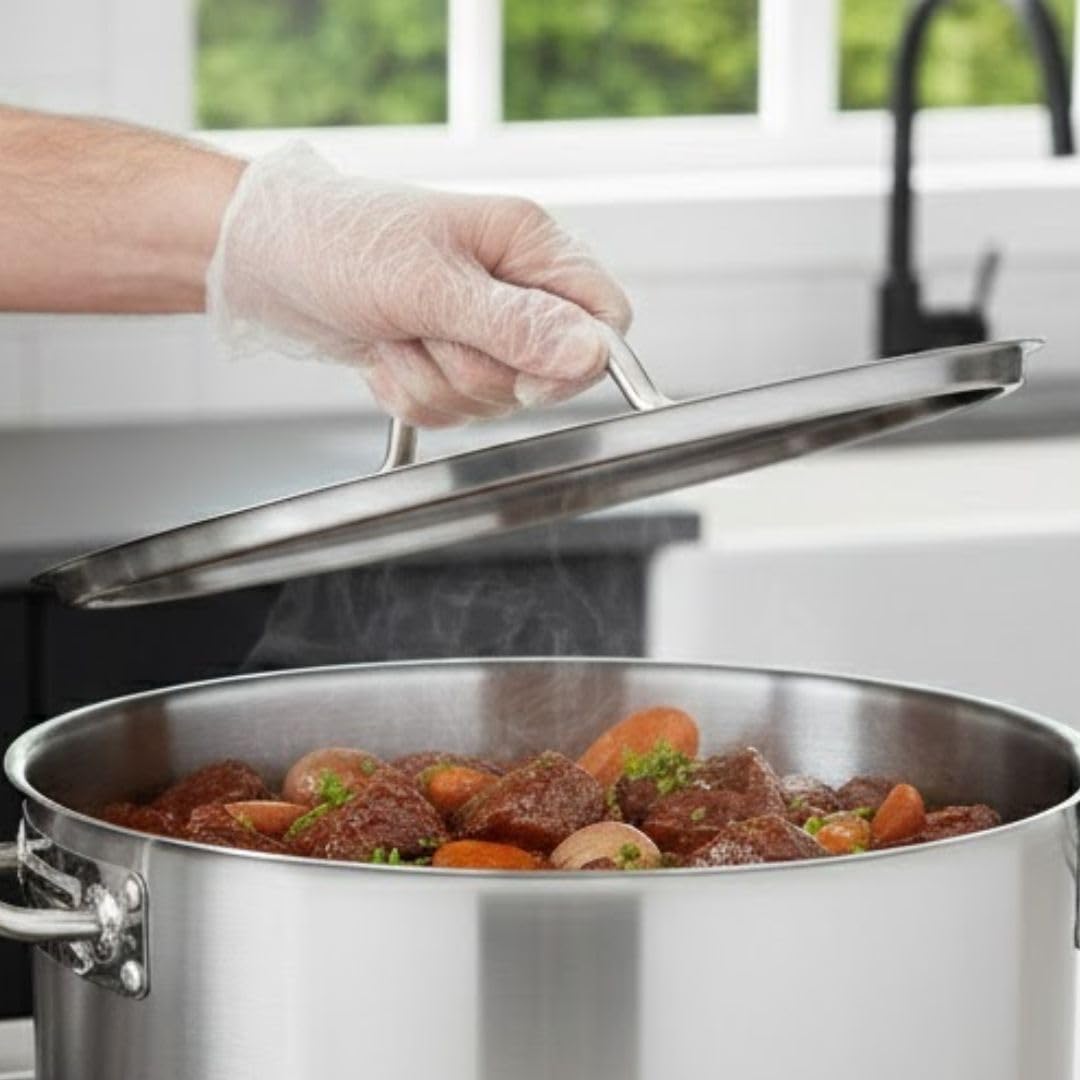 Soro Essentials- 30 qt. Stainless Steel Brazier Pot with Cover- Encapsulated Base Brazier Pot with Riveted Handles Perfect for Roasting Sauteing Searing and Pan Frying Home Kitchen Restaurant