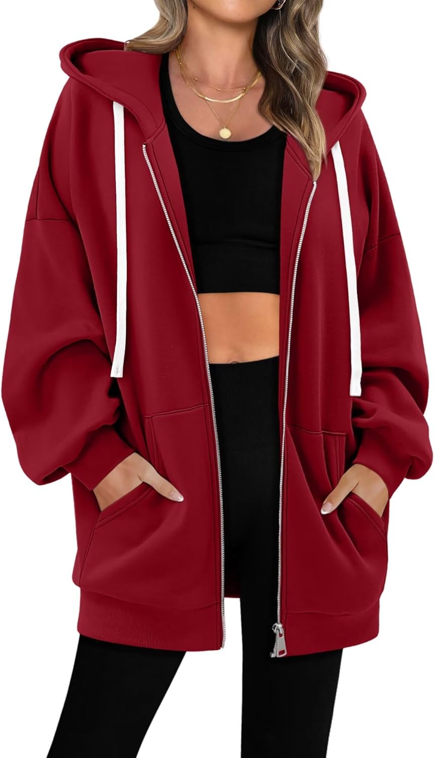 StunShow Womens Zip Up Hoodies Y2k Drawstring Sweatshirt Casual 2025 Fleece Jacket with Pocket - Image 3