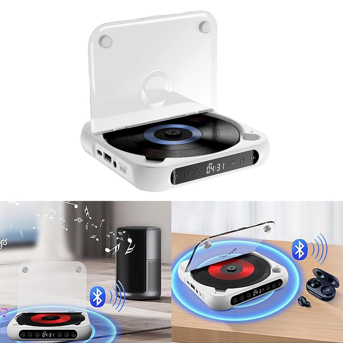 Lecteur CD externe portable pour voiture, port AUX, lecteur CD USB universel pour véhicule, ordinateur portable, TV ordinateur, Android 4.4 et versions ultérieures