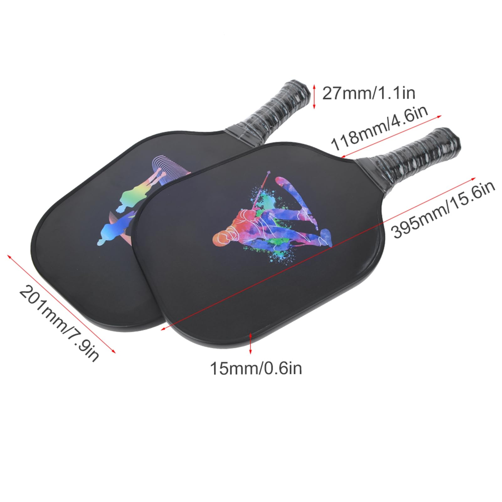 Set da Paddle per Pickleball, Attrezzatura da Allenamento Leggera per Tutti i Livelli di abilità, 2 Pezzi di Attrezzatura da Gioco Portatile in Fibra di Carbonio per Pickleball, per Uso