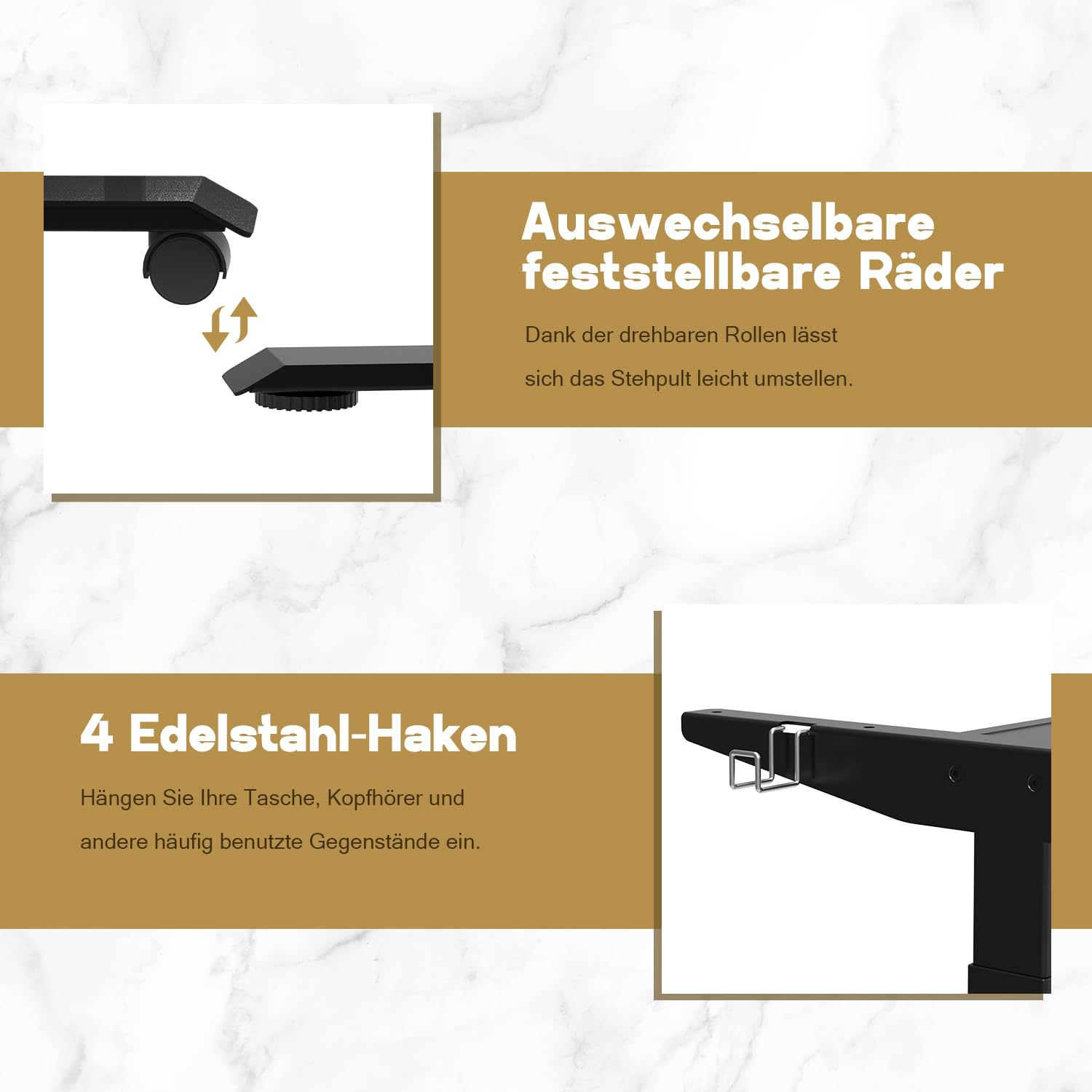 Homall G-23 PRO Höhenverstellbarer Tisch Gestell mit 2 Motoren,Elektrisch Tischgestell Belastbar bis 130KG, 3-Fach-Teleskop, Tischgestell mit Memory Steuerung (Black)