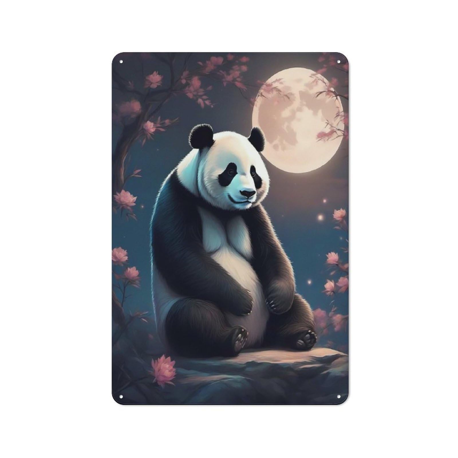 Rustic Tin Wall Sign 30x20cm Featuring Panda, Bistro Wall Plaque for Restaurant, Kitchen, Counter Or Breakfast Nook