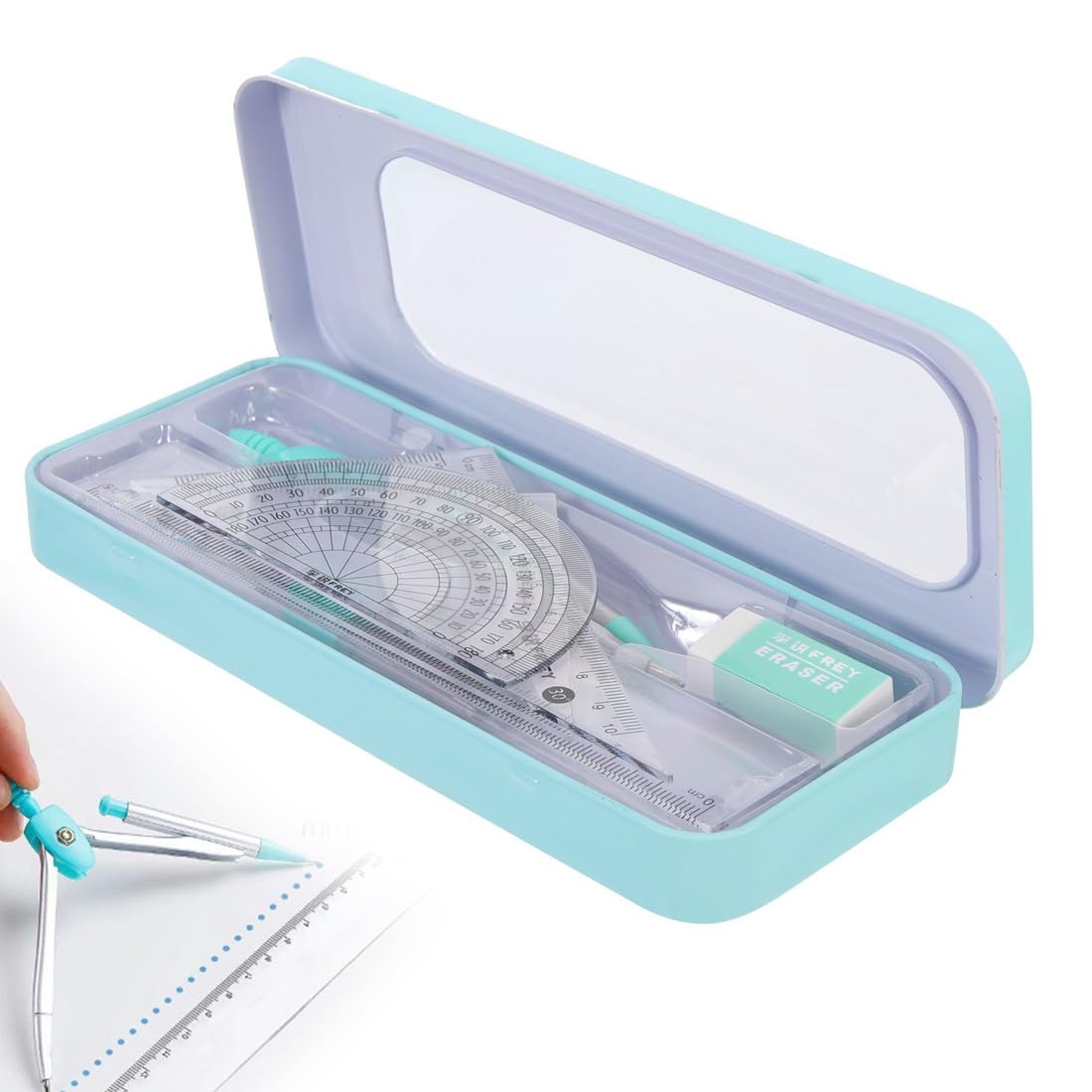 Kit para matemáticas con regla y compás, herramienta de dibujo para estudiantes y geometría