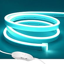 5M Ice Blue Neon LED Strip, 12V 2835 600LEDs Strip Lights IP65 Waterproof Flexible for Bedroom, Bar, Party Decoration (No Power Supply)