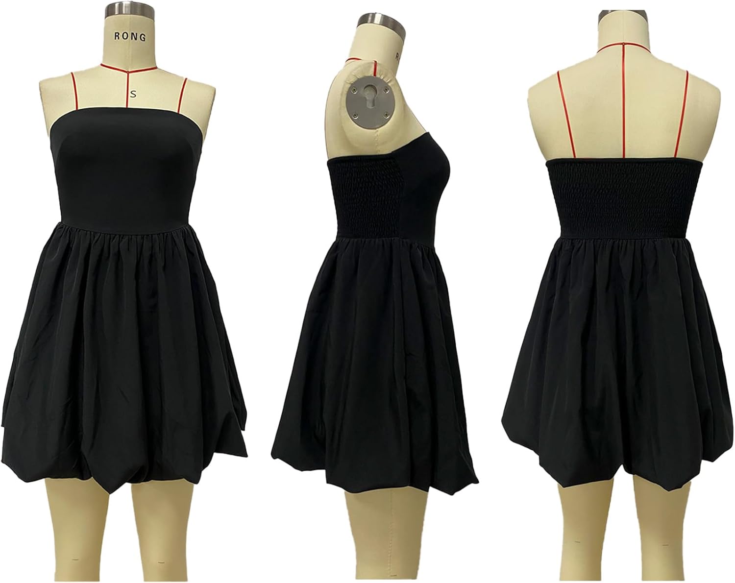 YOOTIKO Womens Strapless Bubble Mini Dress Tube Top Sexy Sundress Summer Smocked A Line Dresses Y2k - Image 5