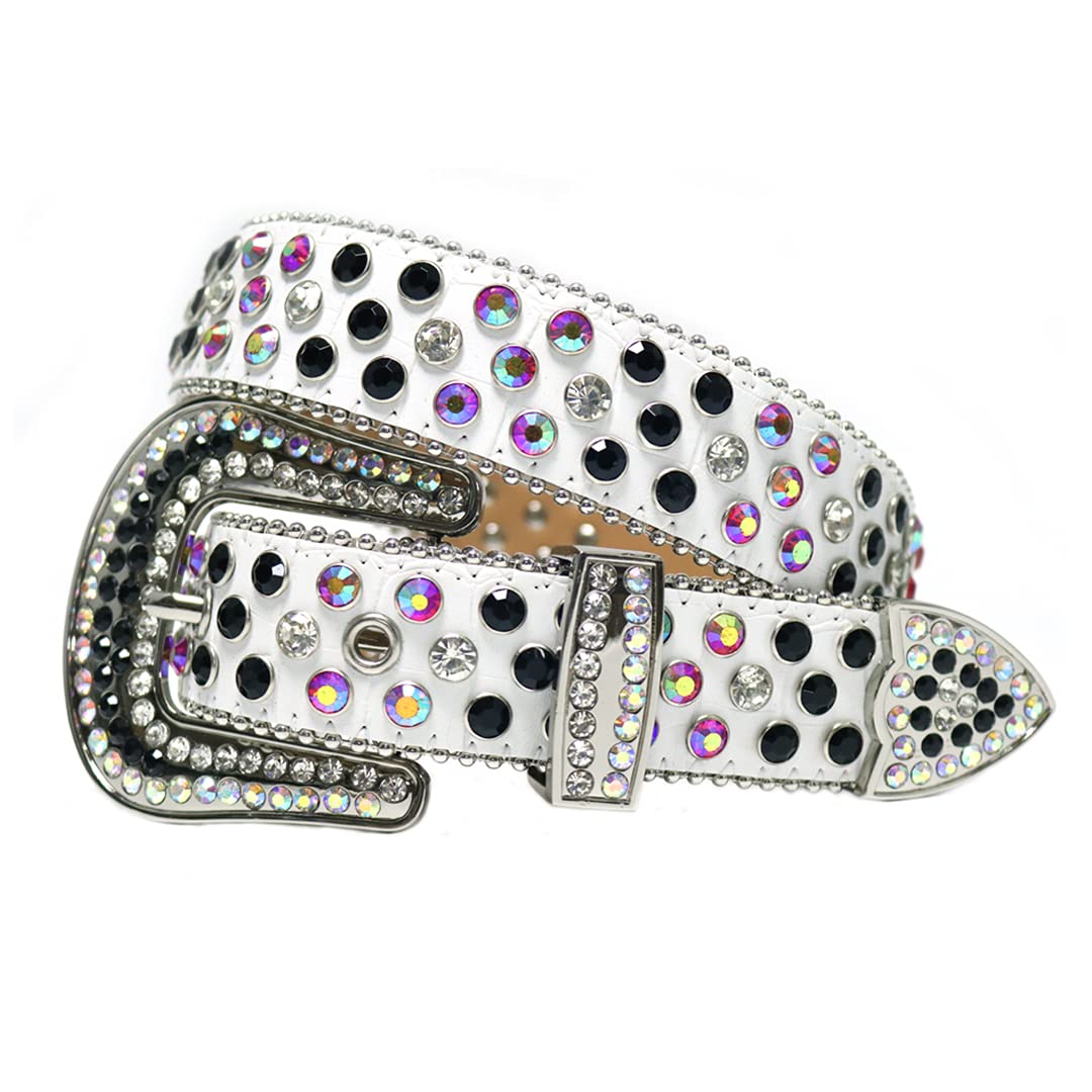 Moda Western Bling kryształ górski pasek kolorowy diament luksusowy sznurek z ćwiekami pasek damski męski do dżinsów kolorowy biały 102 cm