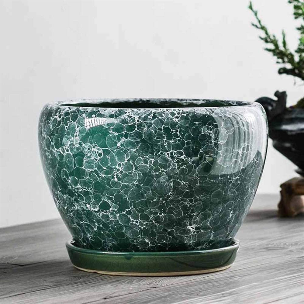 DFGHNBVC Extra Large Plant Pots Indoor Ceramic Flower Pot With Drainage Hole And Ceramic Tray - Gardening Home Desktop Office Windowsill Decoration Gift,14CM