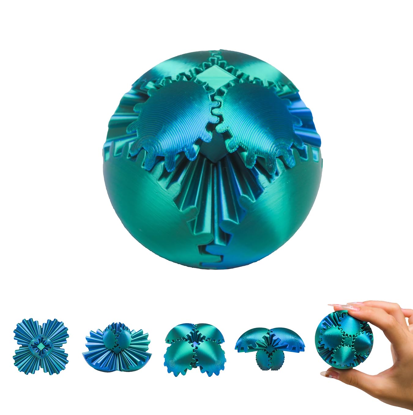 MerryXDGear Ball Fidget Toy,GearSphere Desk 3D Printed Perfect for Stress and Anxiety Relaxing Fidget Toy Gear Fidget Sphere Activity Gear Ball for Adults B