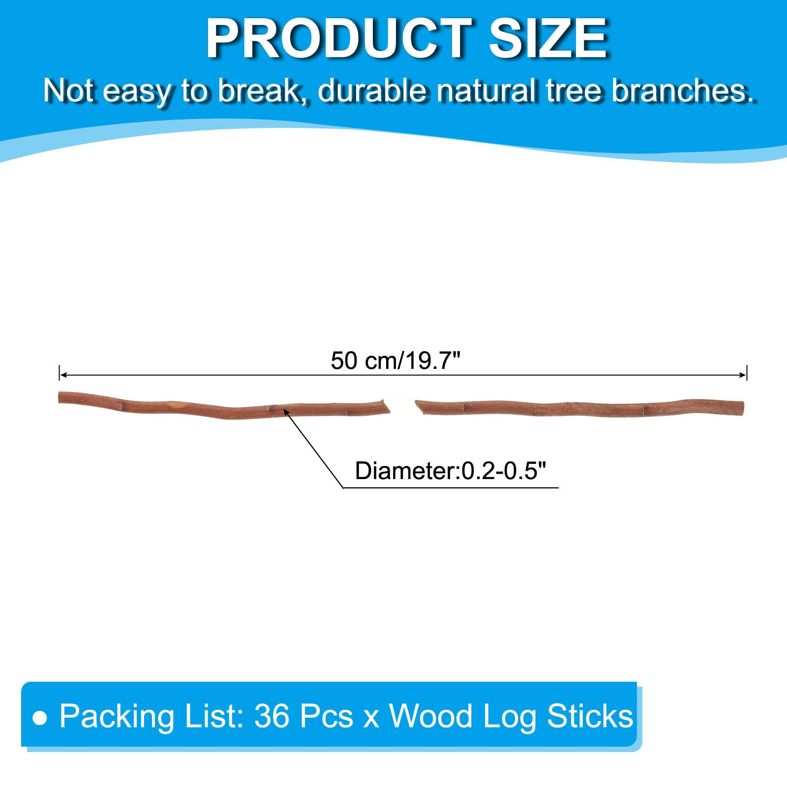 PATIKIL 36 Stk 50cm Holzstämme Natürliche Holz Holz Zweige Braun