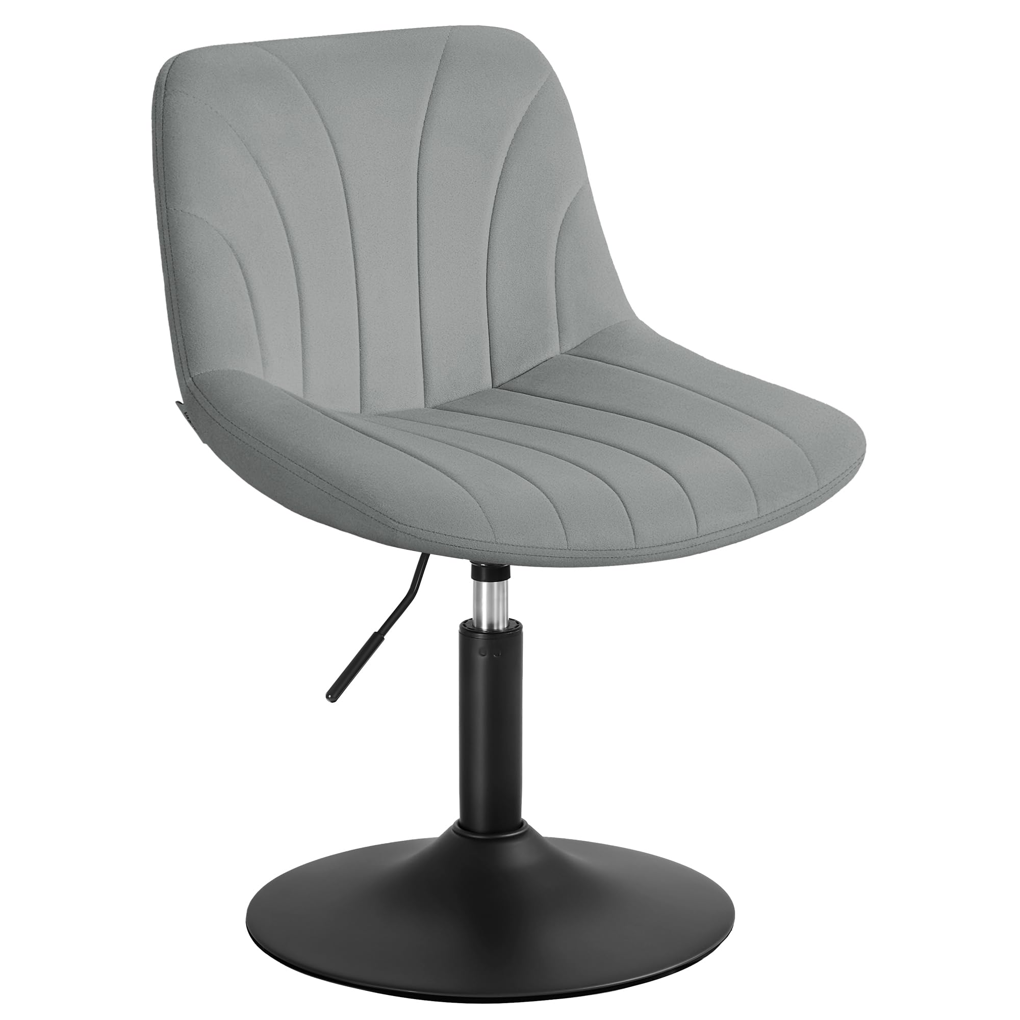 Adjustable swivel dressing stool with backrest, Dove Grey / velvet